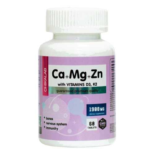 Кальций-магний-цинк Chikalab BOMBBAR Calcium Zinc Magnesium + D3 K2 таблетки 60 шт. в Сибирское Здоровье